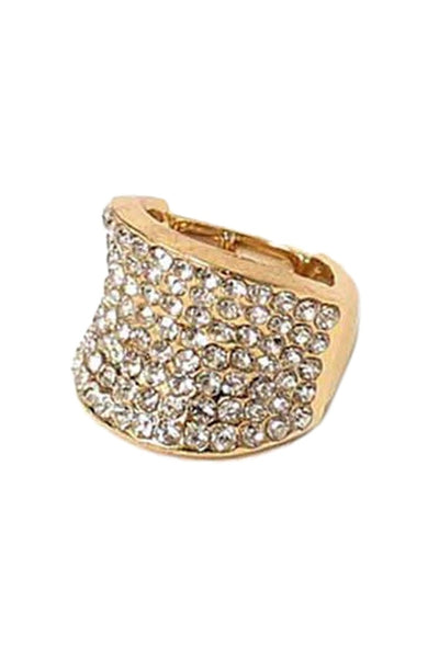 FULL CRYSTAL COVERED CURVY SHAPE STRETCHABLE RING
