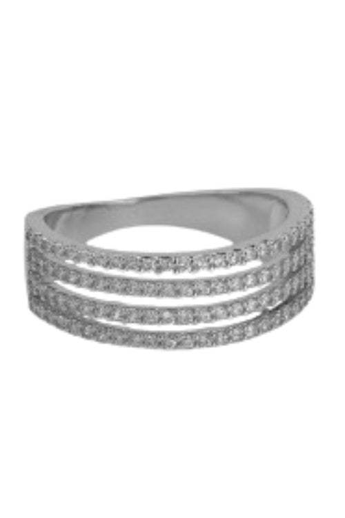 Cubic Zirconia 4 Row Band Ring