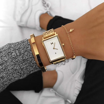 Signature Square Watches for Women - Premium Minimalist Women’S Watch - Analog, Stainless Steel, 5 ATM/50 Meters Water Resistance - Interchangeable Band - 24Mm