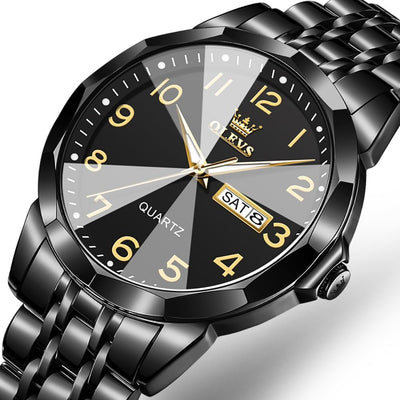 Watch for Men Business Dress Diamond Analog Quartz Date Luxury Classic Stainless Steel Waterproof Luminous Two Tone Wrist Watch