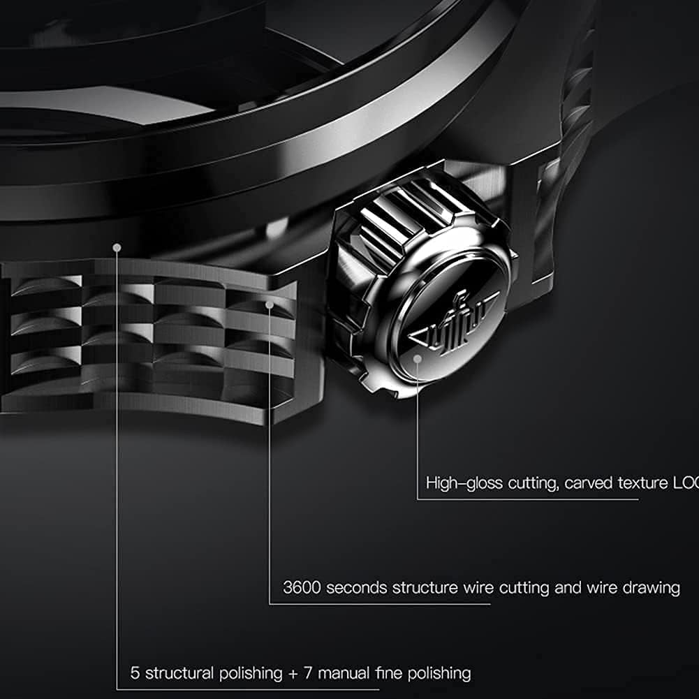 Automatic Skeleton Mens Watches Luxury Wristwatch Mechanical Self-Winding Sapphire Crystal Tungsten Steel Watches 50M Waterproof Luminous No Battery Watches