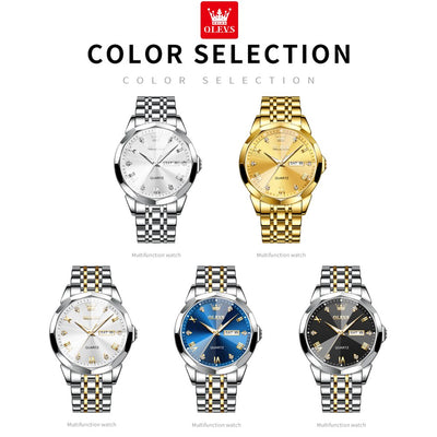 Silver Watch for Men Diamond Luxury Casual Stainless Steel Date Quartz Watch Waterproof Reloj Para Hombre , Gifts for Men, Adult Male Wristwatch