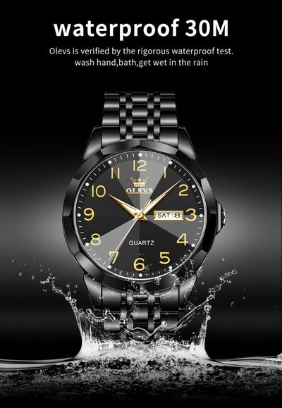 Watch for Men Business Dress Diamond Analog Quartz Date Luxury Classic Stainless Steel Waterproof Luminous Two Tone Wrist Watch