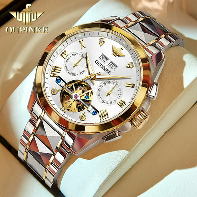 Luxury Diamond Skeleton Automatic Watches for Men - Self Winding, Sapphire Crystal, Tungsten Steel Band, Luminous, Waterproof - Perfect Gifts for Men