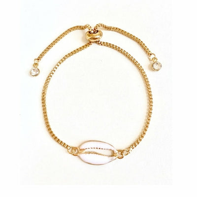 Gold Seashell Bracelet Adjustable Spring Closure